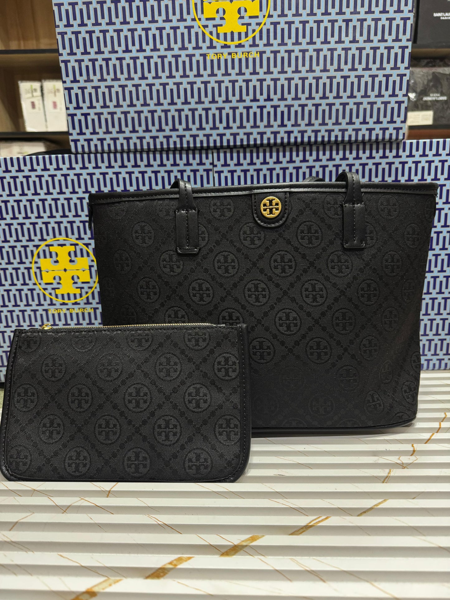 Tory Burch Small T Monogram Zipper Tote Bag