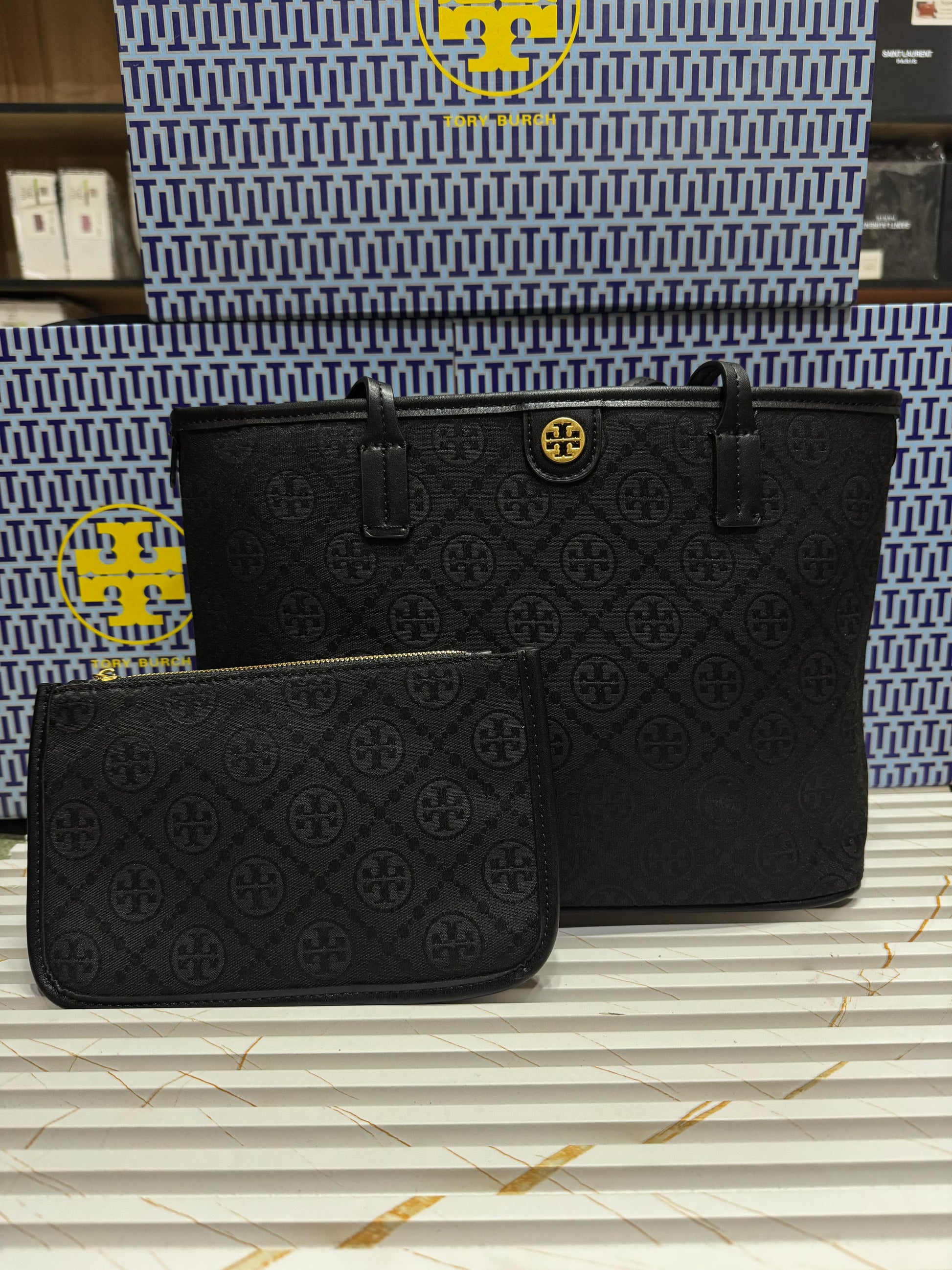 Tory Burch Small T Monogram Zipper Tote Bag