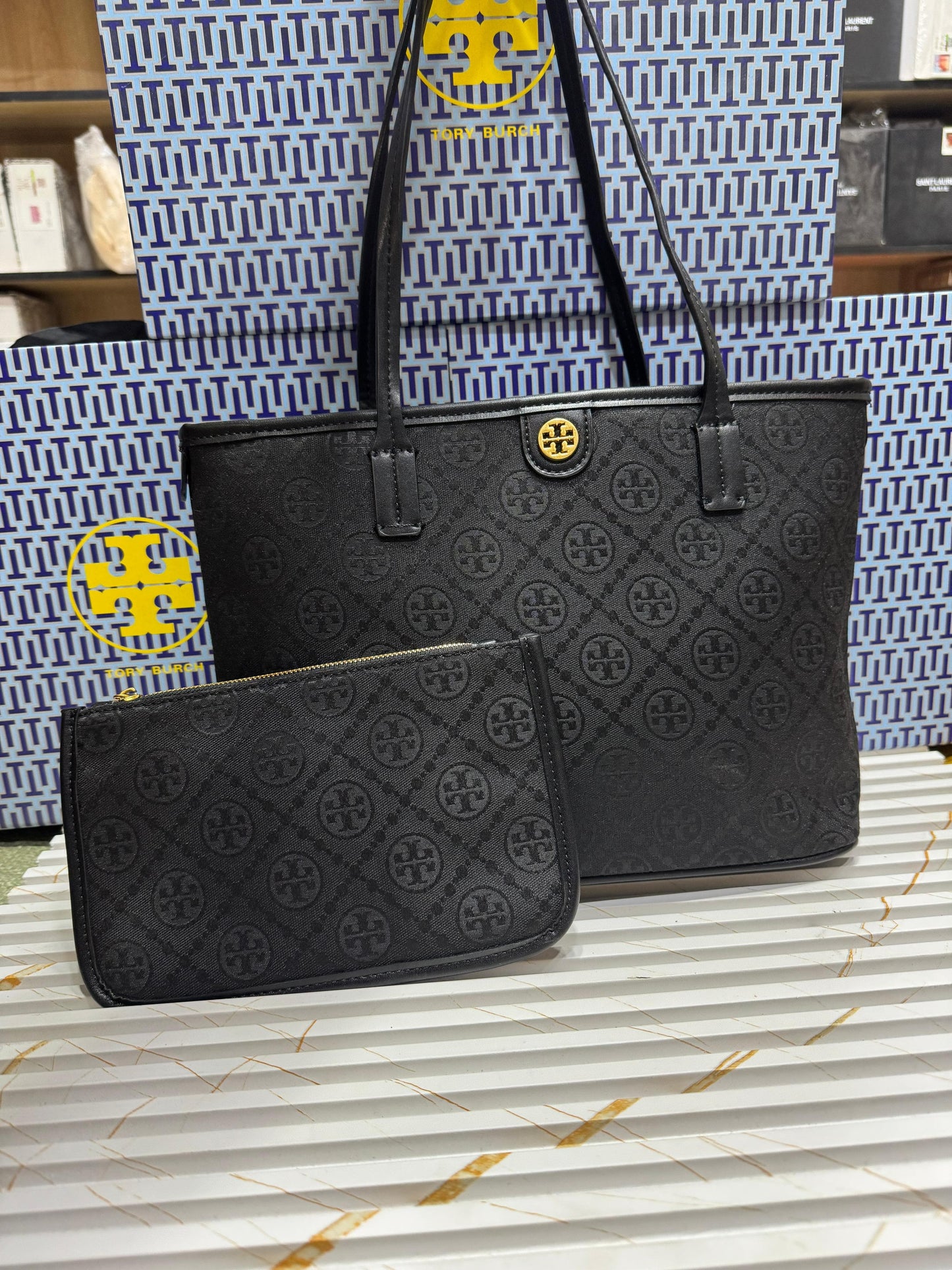 Tory Burch Small T Monogram Zipper Tote Bag