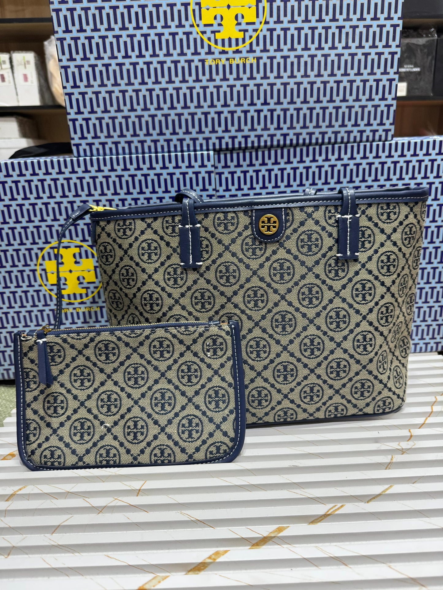 Tory Burch Small T Monogram Zipper Tote Bag