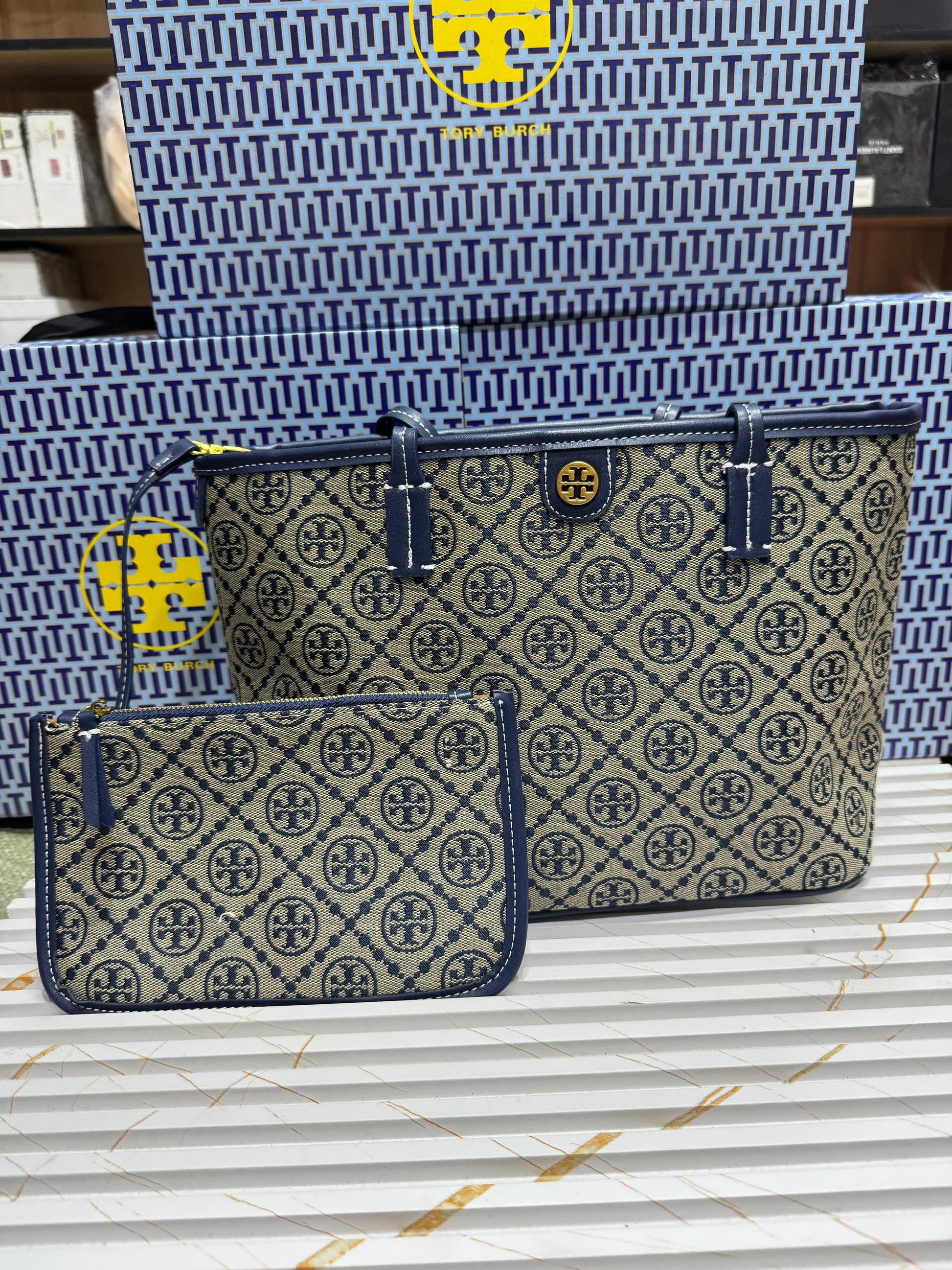 Tory Burch Small T Monogram Zipper Tote Bag