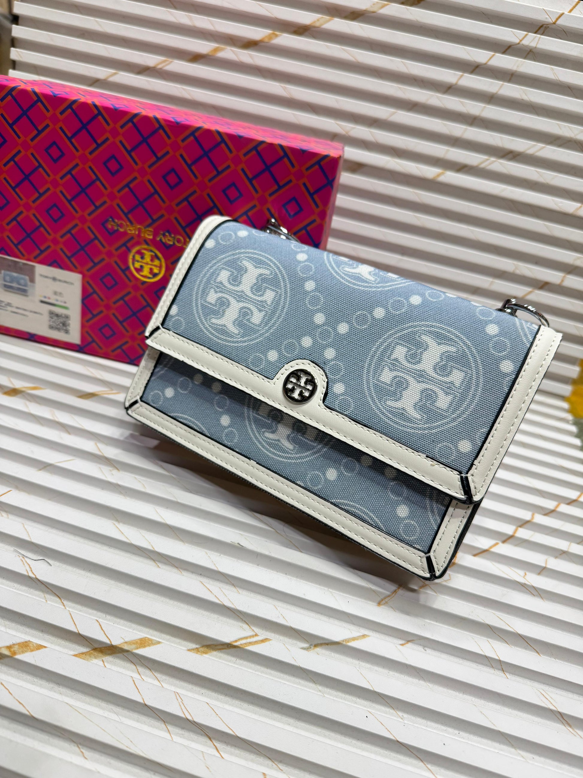 Tory Burch T Monogram Denim Shoulder Bag