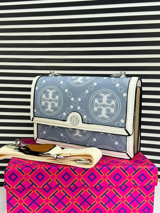 Tory Burch T Monogram Denim Shoulder Bag