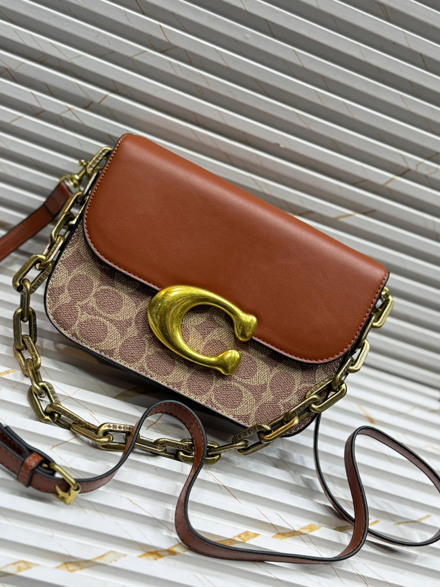 Coach Idol Bag in Signature Canvas with Snake Skin
