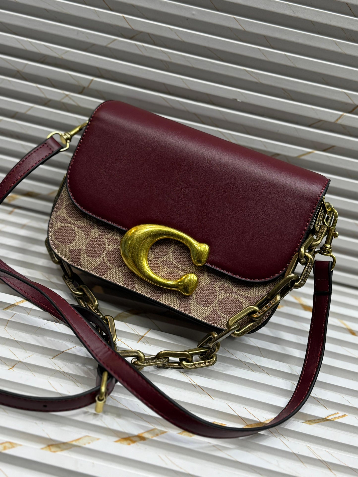 Coach Idol Bag in Signature Canvas with Snake Skin