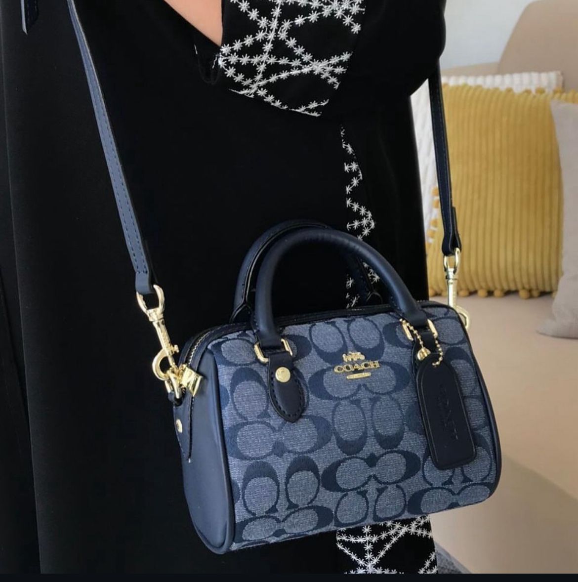 Luxury Brand Co-ach Mini Rowan in Signature Canvas Shoulder Bag for Women