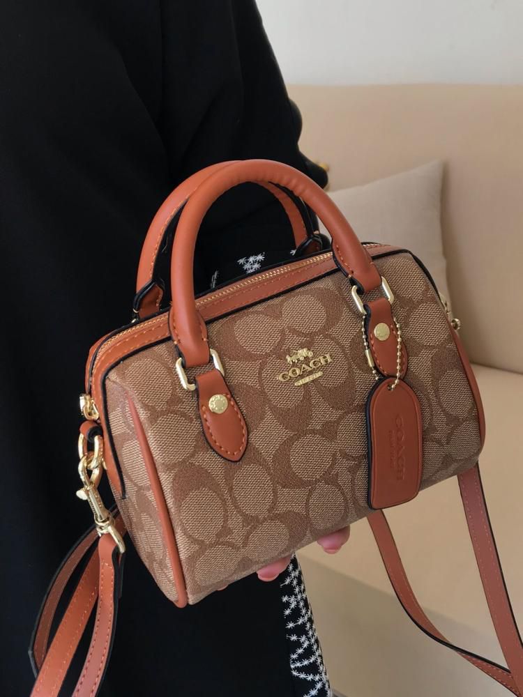 Luxury Brand Co-ach Mini Rowan in Signature Canvas Shoulder Bag for Women