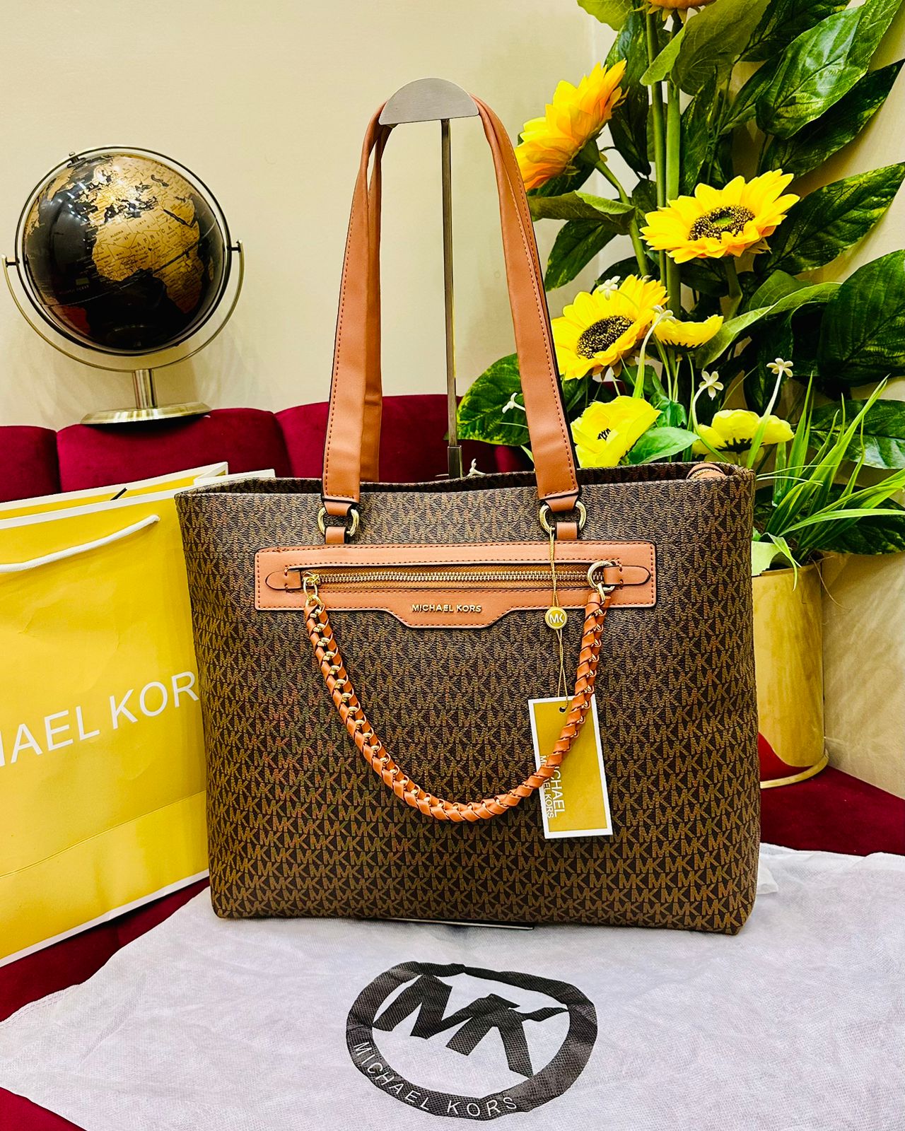 Michael Kors MK Slater Tote Bag Brown