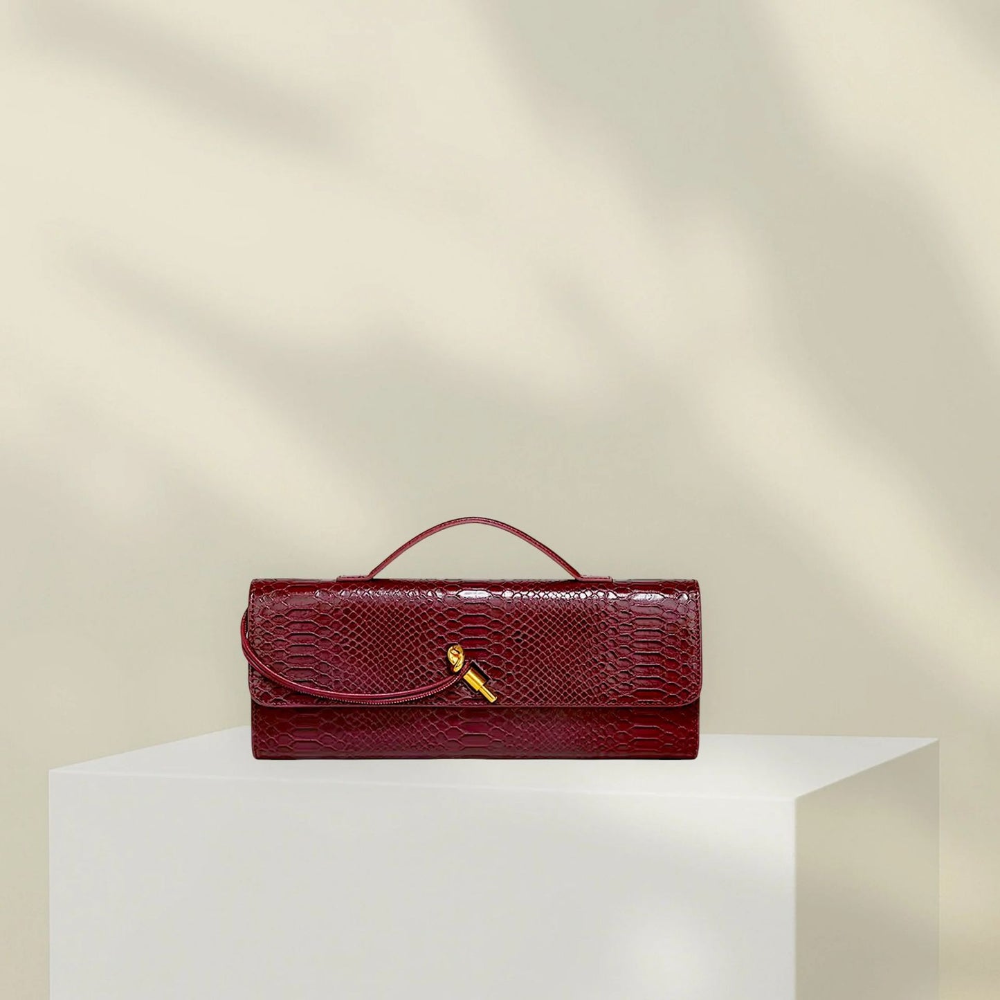 Bottega Veneta Python Andiamo Bag 31cm Clutch Bag Maroon