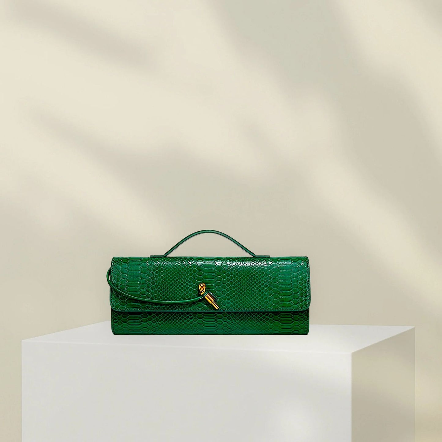 Bottega Veneta Python Andiamo Bag 31cm Clutch Bag Green