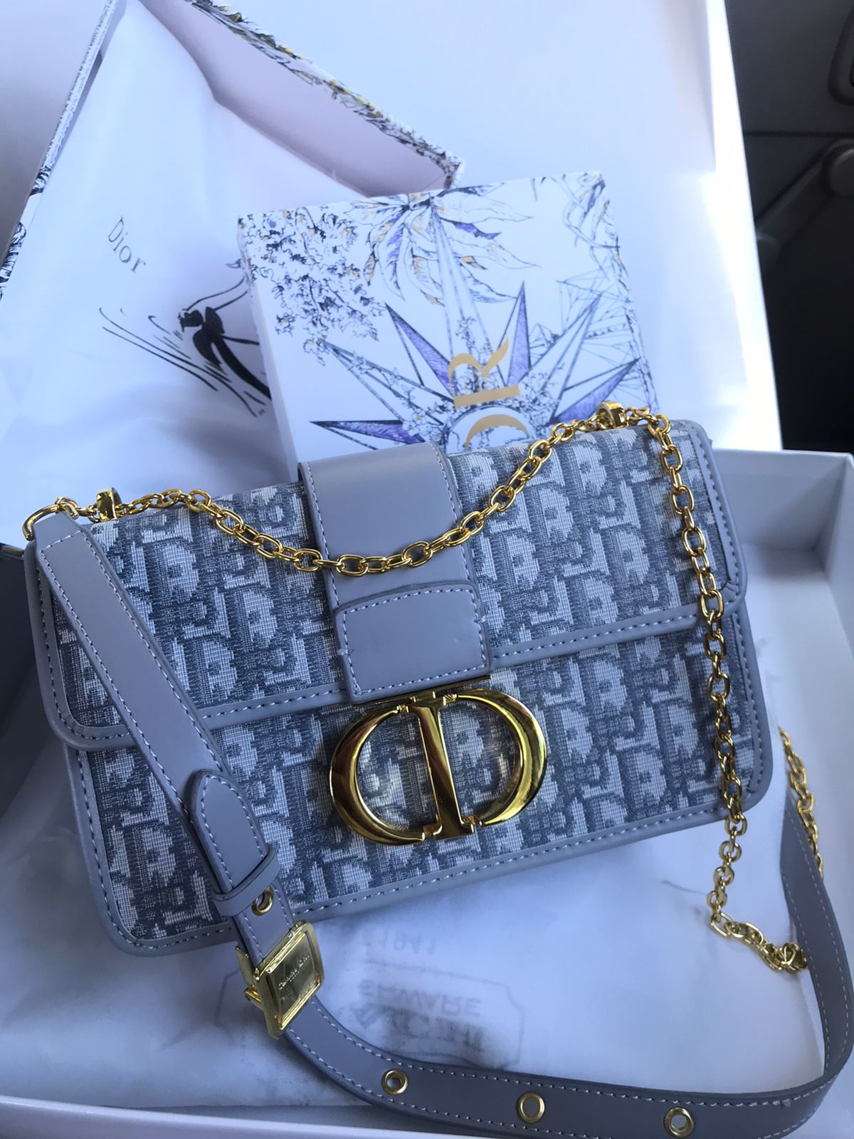 Christian Dior CD Montaigne Oblique Logo Chain Shoulder Bag