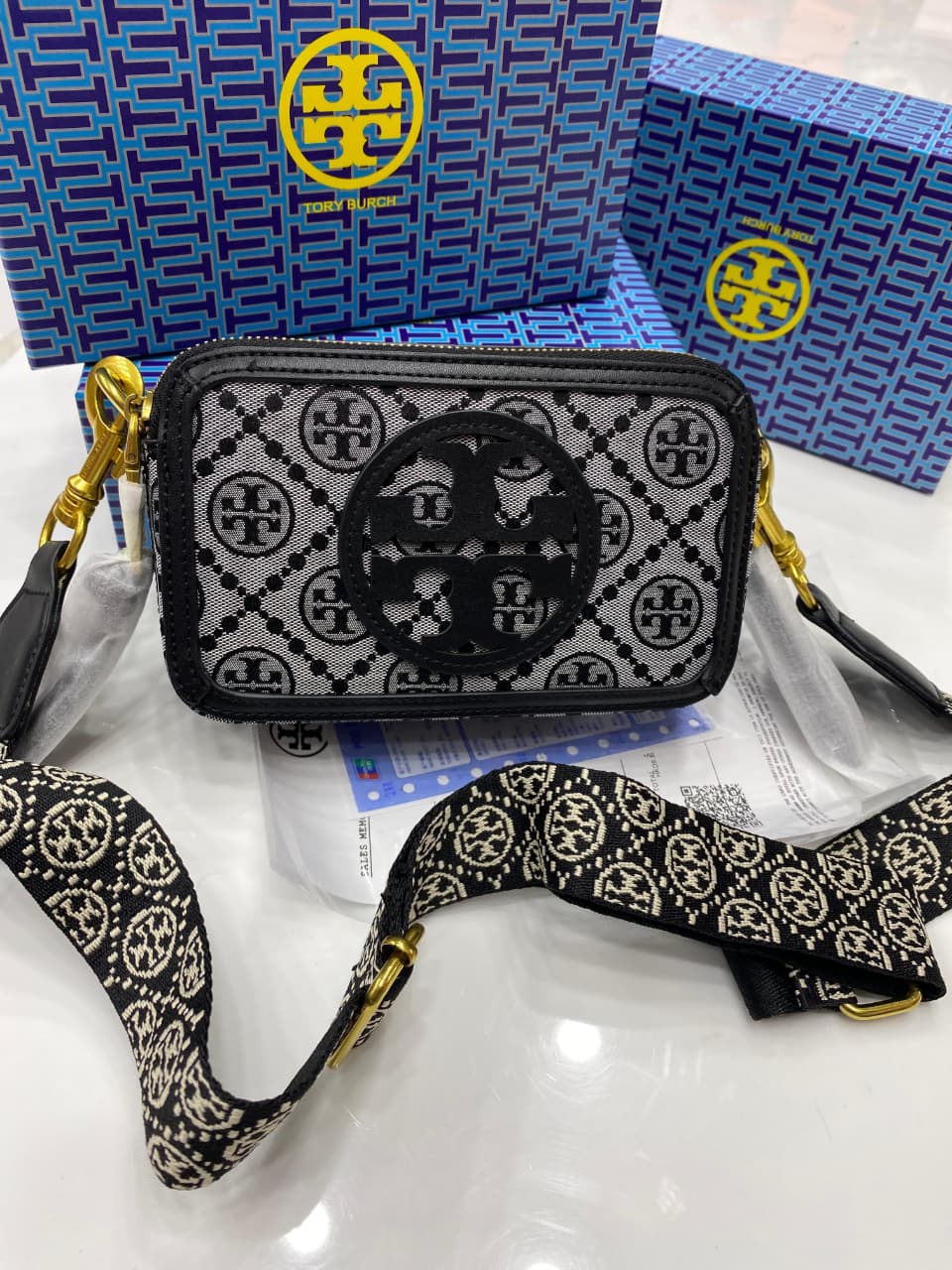 Tory Burch Mini T Monogram Miller Crossbody Bag Black