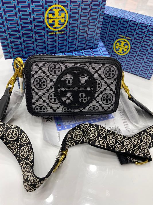 Tory Burch Mini T Monogram Miller Crossbody Bag Black