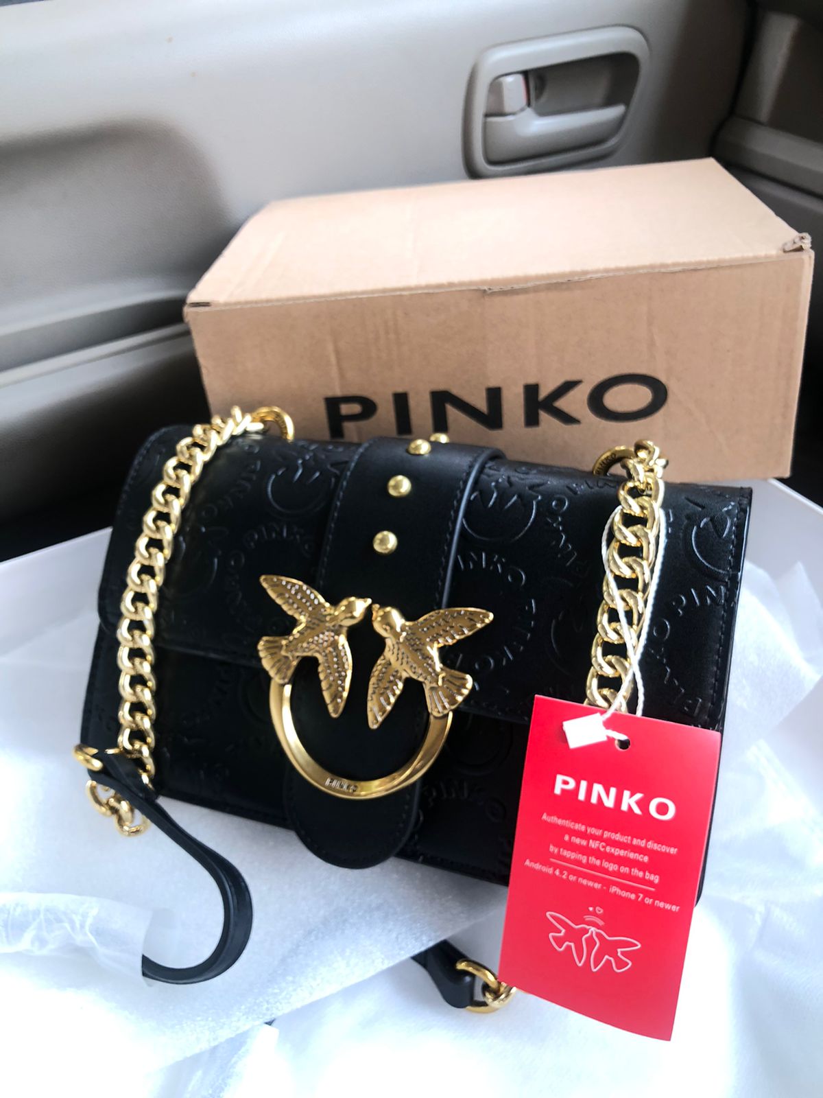 Pinko Mini Borsa a Tracolla Love Icon New Monogram Black