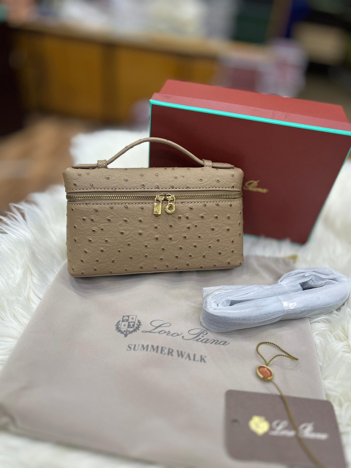 Loro Piana Extra Pocket Lunch Box Bag Beige