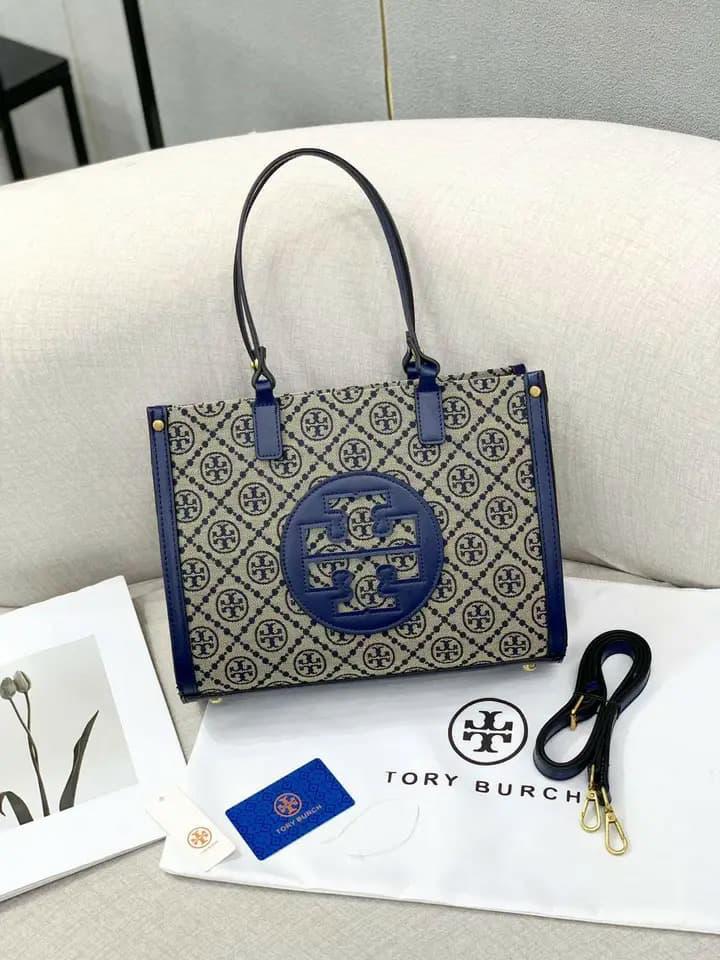Tory Burch TB Embossed Tote Bag Blue