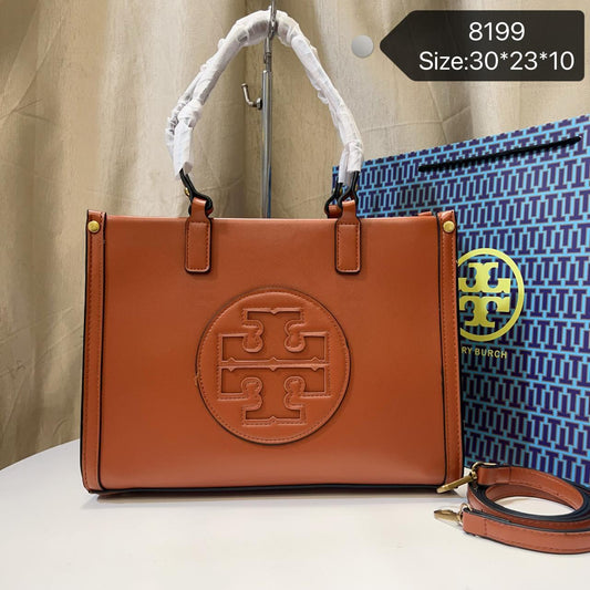 Tory Burch TB Embossed Tote Bag Brown