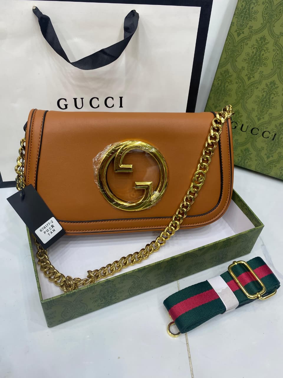 Gucci GC New Blondie Leader Shoulder Bag Brown