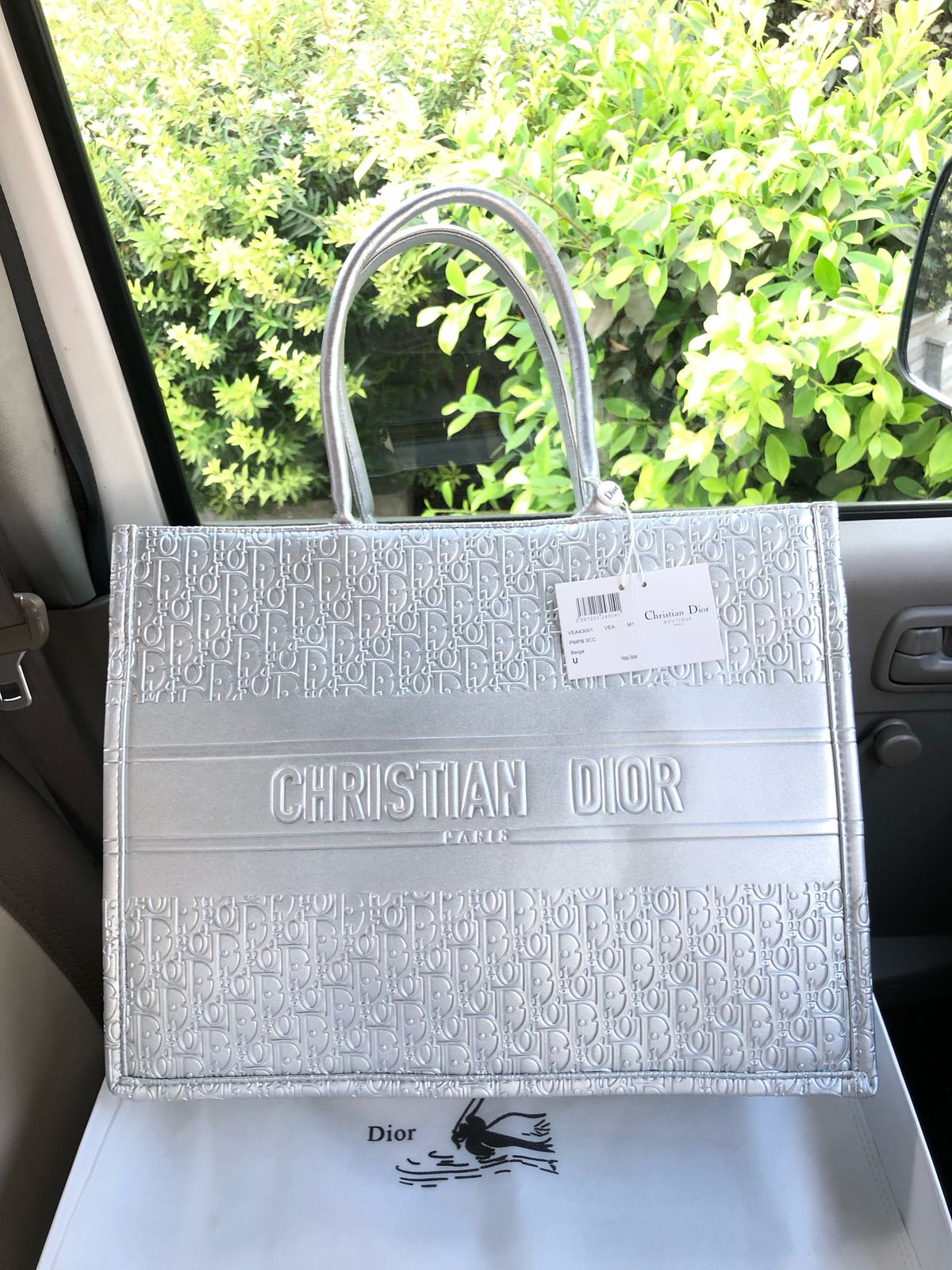Christian Dior CD Book Tote bag Silver