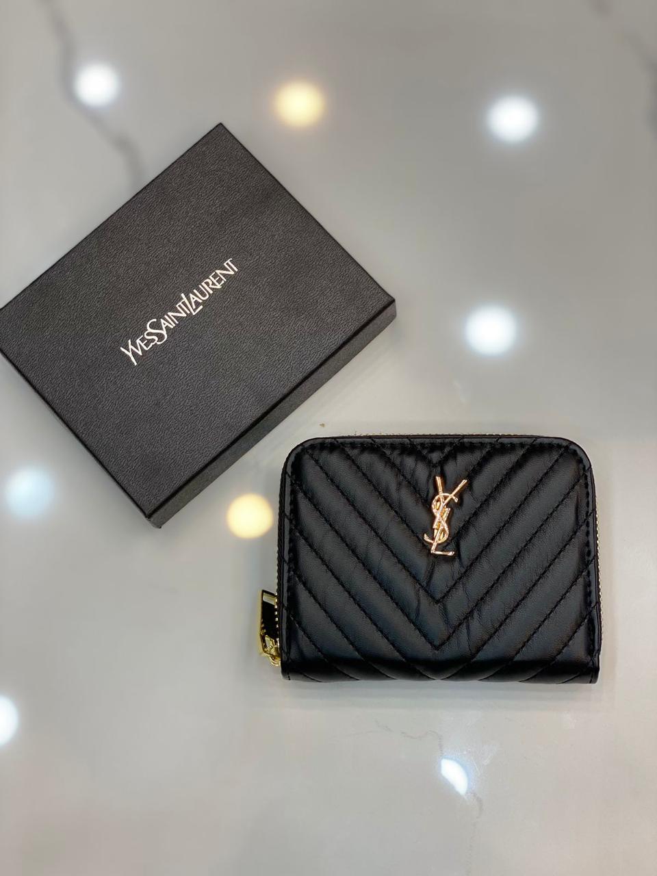 Famous Brand Y-S-L Y-ves Sa-int Lau-rent Small Leather Wallet for Men and Women