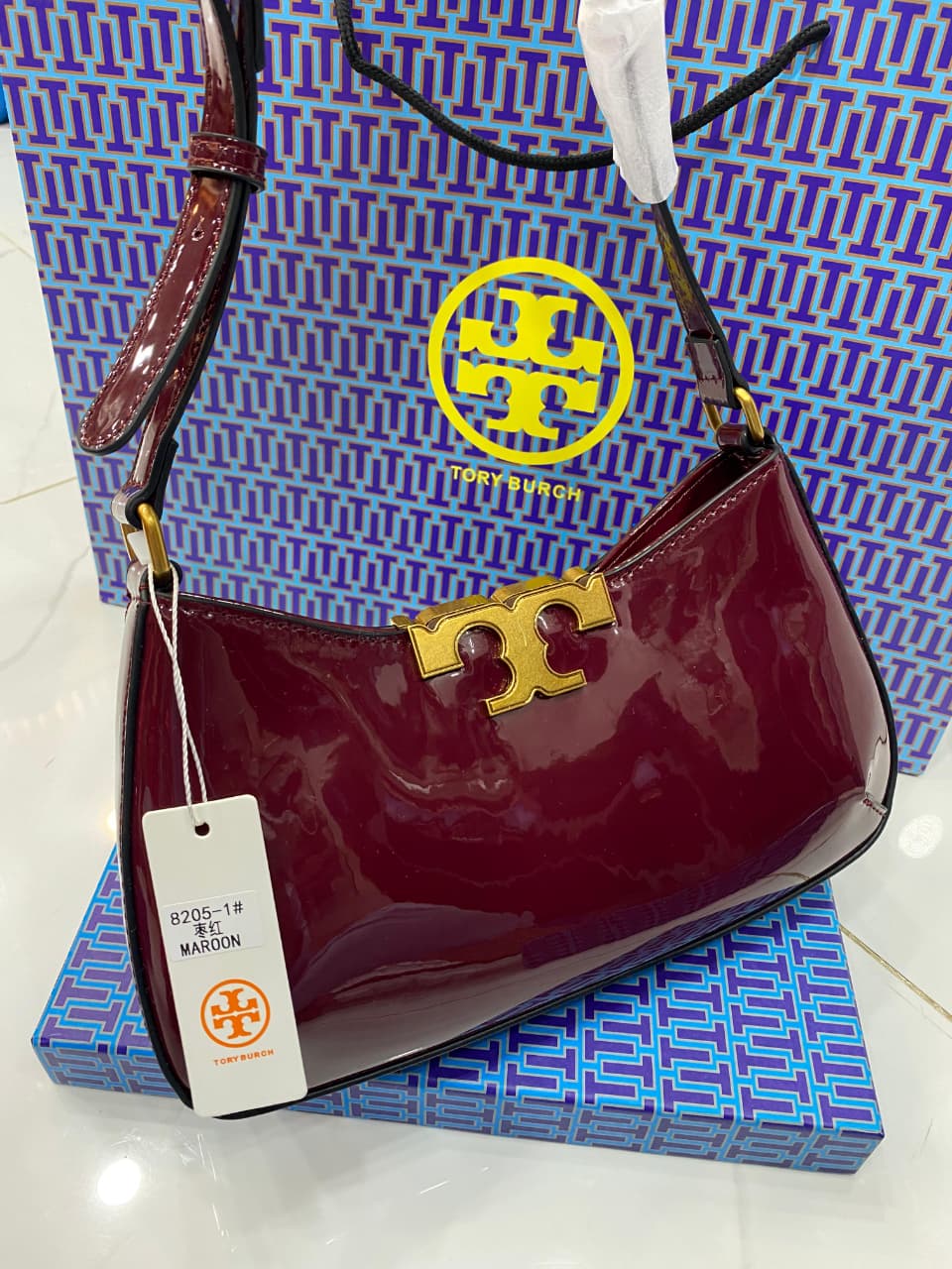 Trendy Brand T To-ry Bur-ch Eleanor Slim Glossy Finish Shoulder Bag for Women