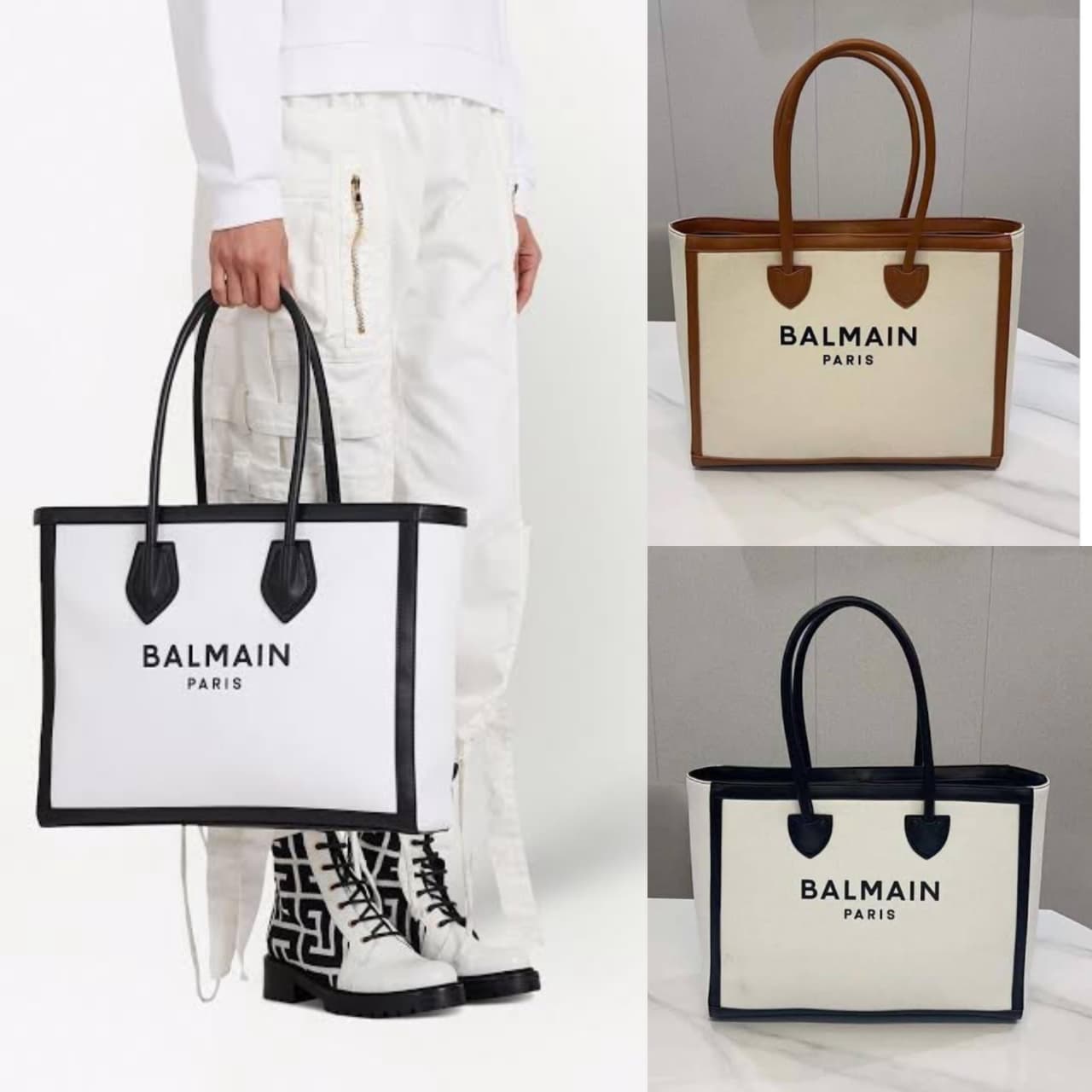 Fashion Brand Bal-main Army 42 Canvas Tote Bag for Women