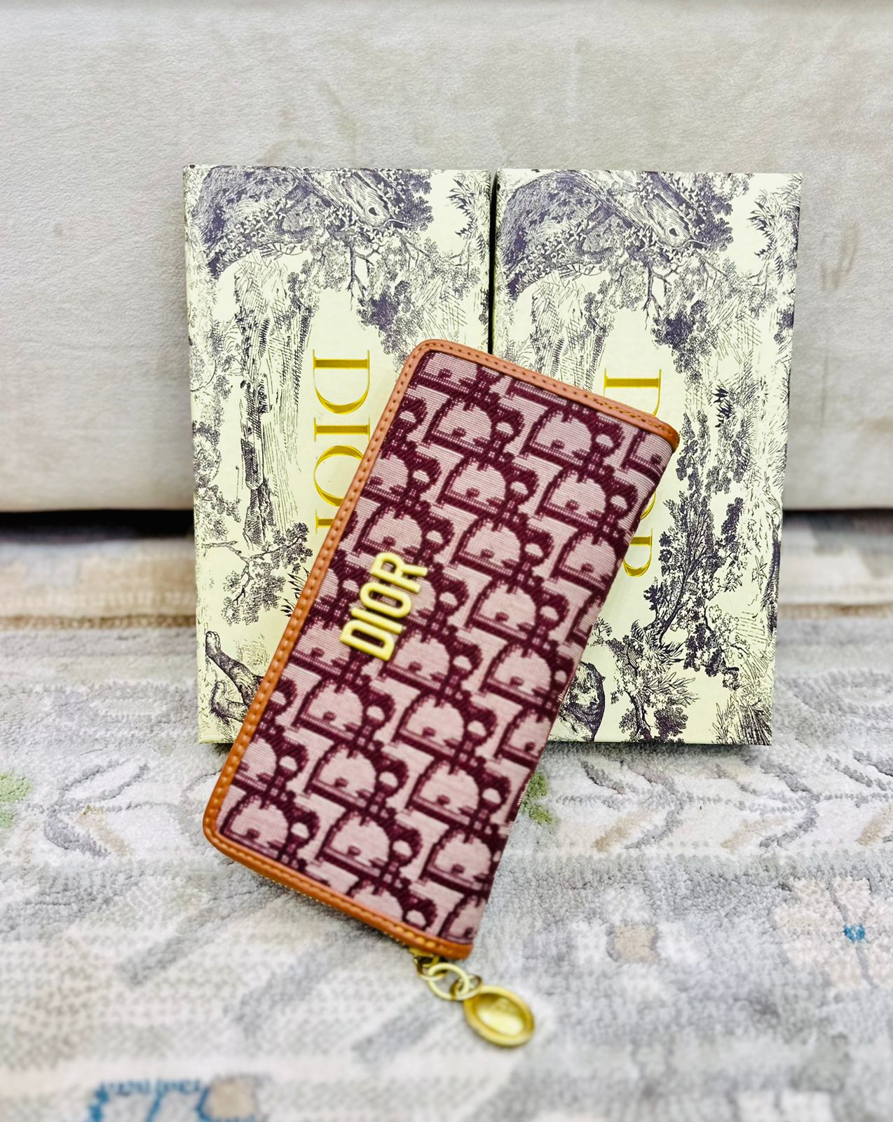 Fashion Brand CD Chris-tian Di0or Embroidery Wallet for Women