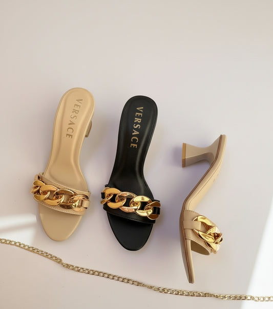 Luxury Brand Ver - sace Sandal Heel for Women