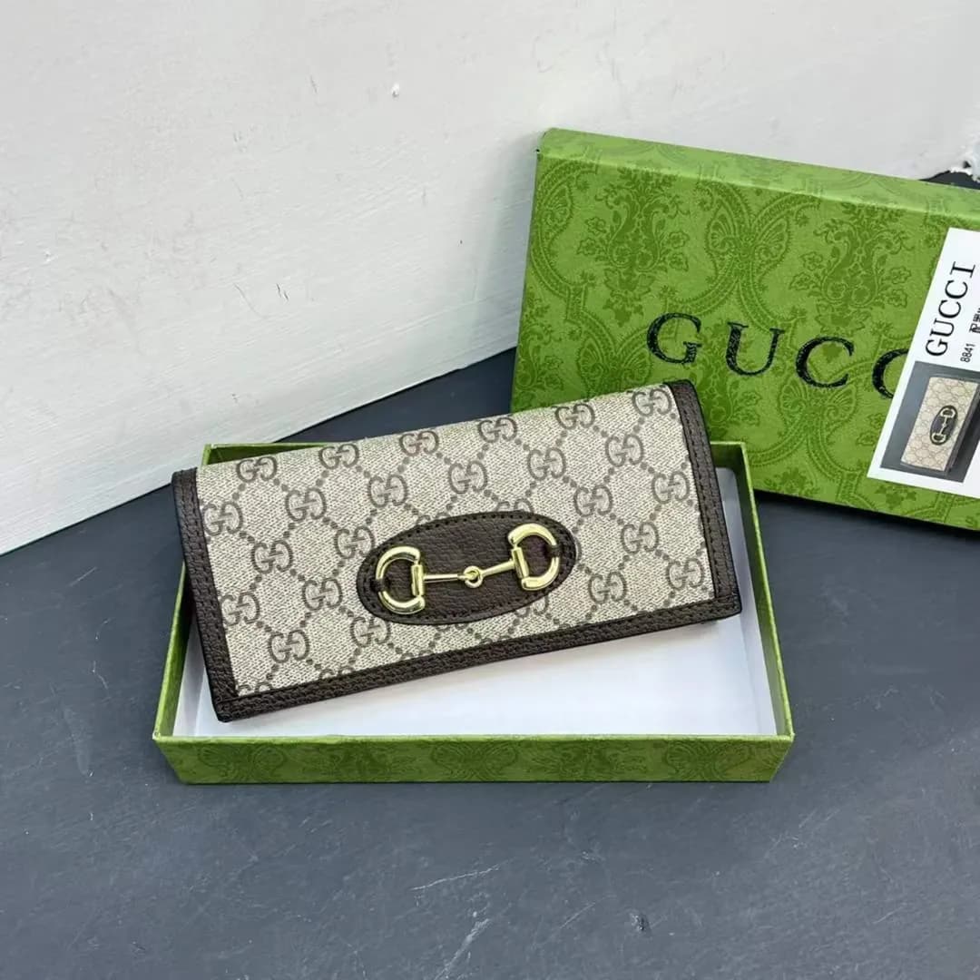 Famous GG Gu-cci Horsebit 2pcs Wallet for Women