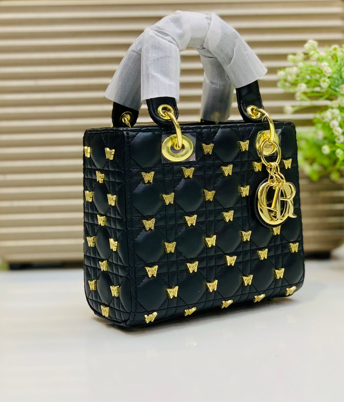 Designer Brand CD Chris-tian Di-or Lady Bag  Butterfly Studded Handbag for Women