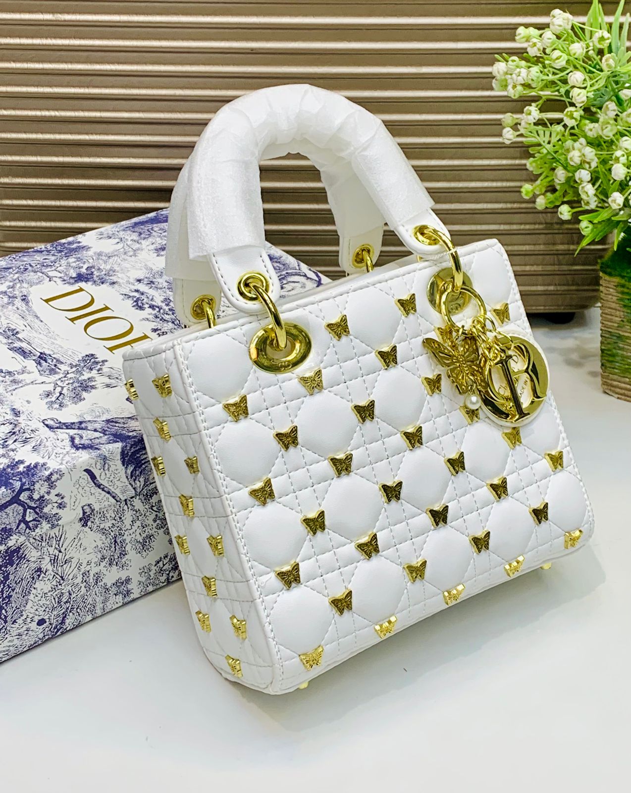 Designer Brand CD Chris-tian Di-or Lady Bag  Butterfly Studded Handbag for Women