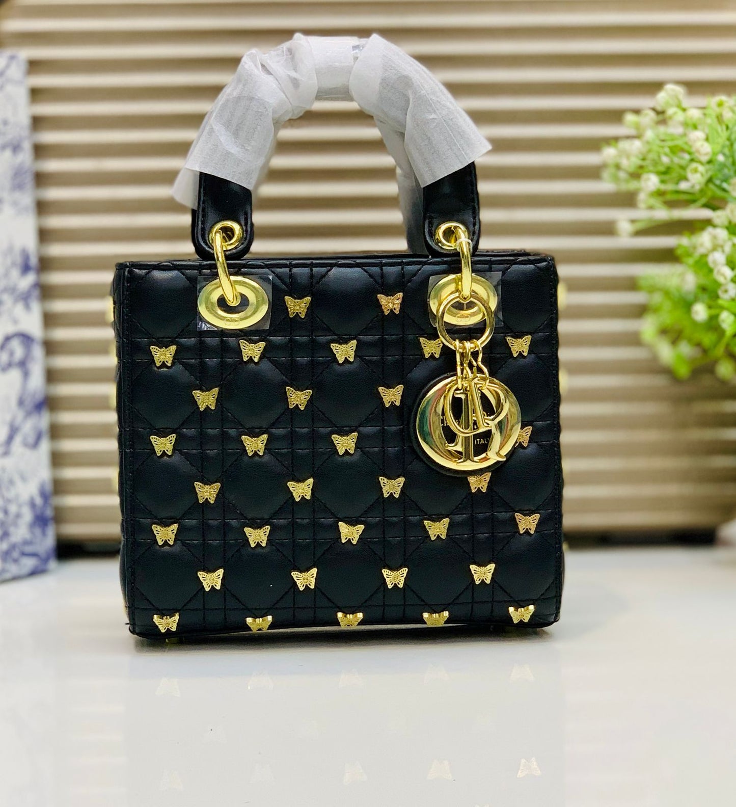 Designer Brand CD Chris-tian Di-or Lady Bag  Butterfly Studded Handbag for Women