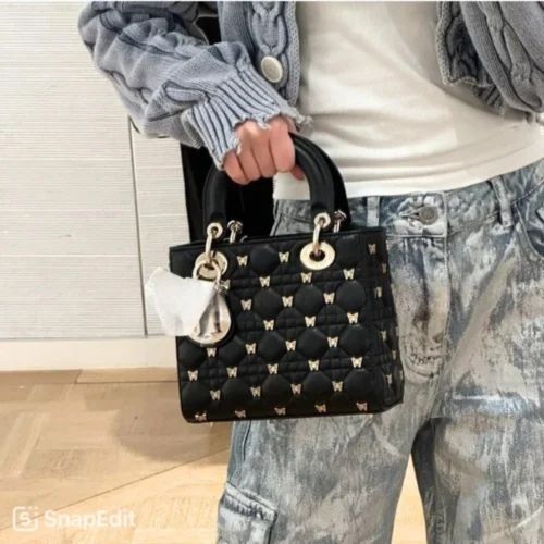 Designer Brand CD Chris-tian Di-or Lady Bag  Butterfly Studded Handbag for Women