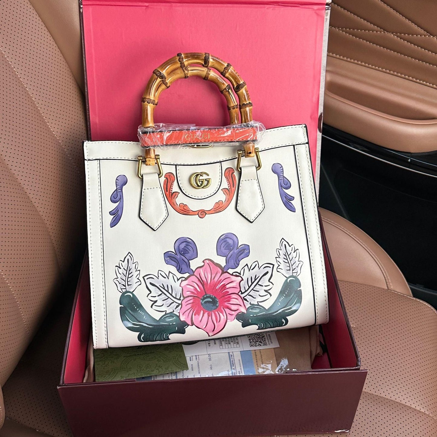 Famous GG Guc-ci Diana Bamboo Handle Shoulder Bag for Women