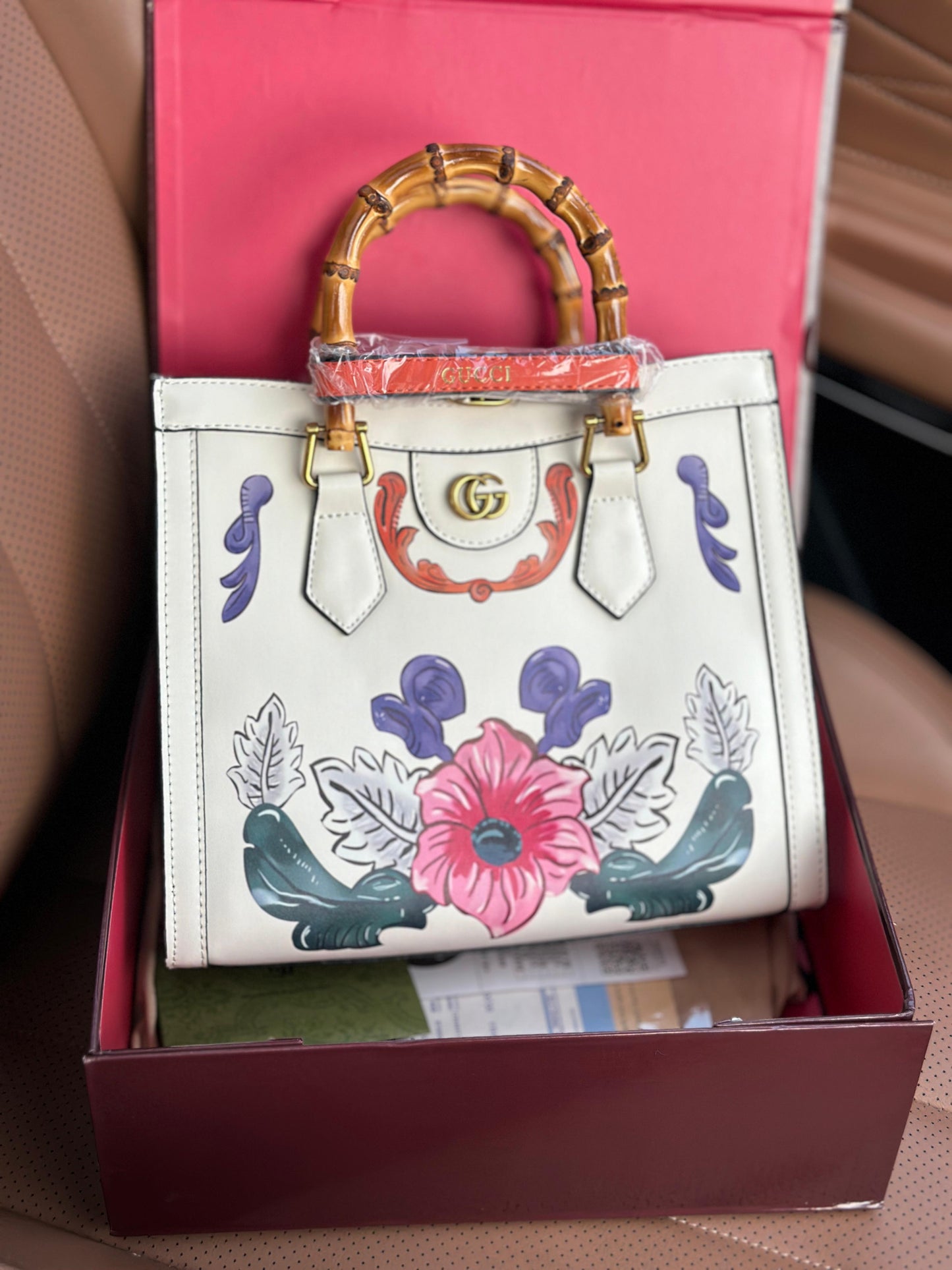 Famous GG Guc-ci Diana Bamboo Handle Shoulder Bag for Women