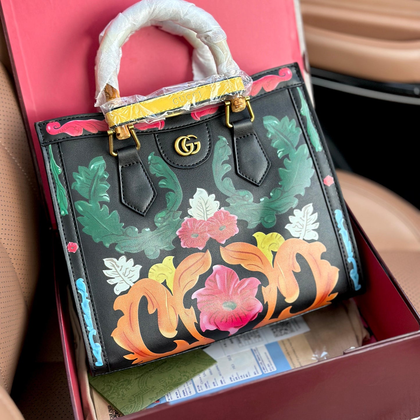 Famous GG Guc-ci Diana Bamboo Handle Shoulder Bag for Women