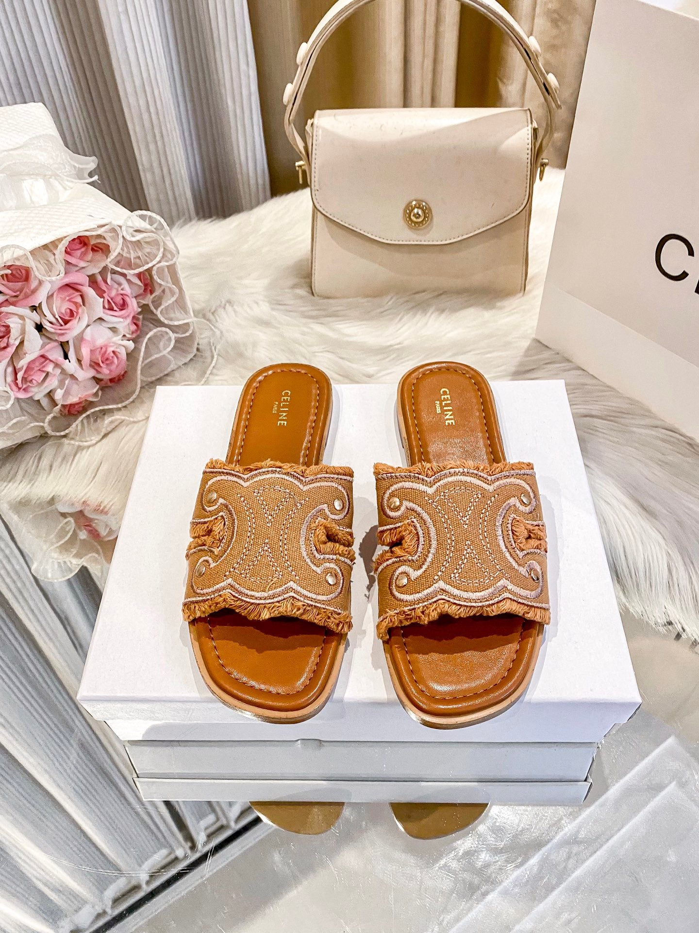 Designer Brand Cel-ine Imported Slide Slippers for Women