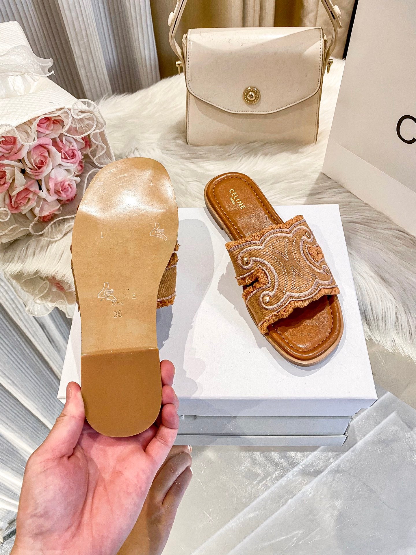 Designer Brand Cel-ine Imported Slide Slippers for Women