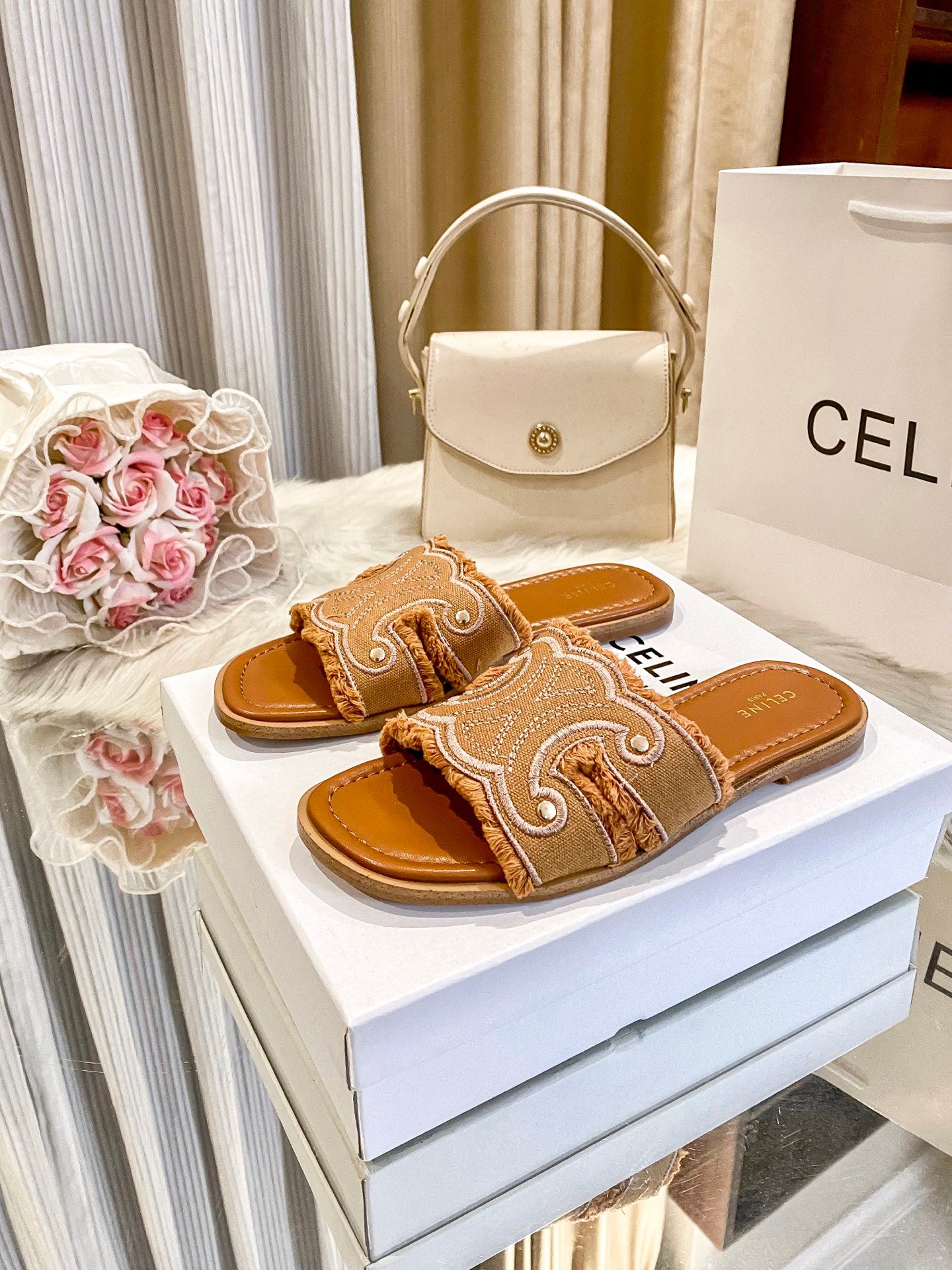 Designer Brand Cel-ine Imported Slide Slippers for Women