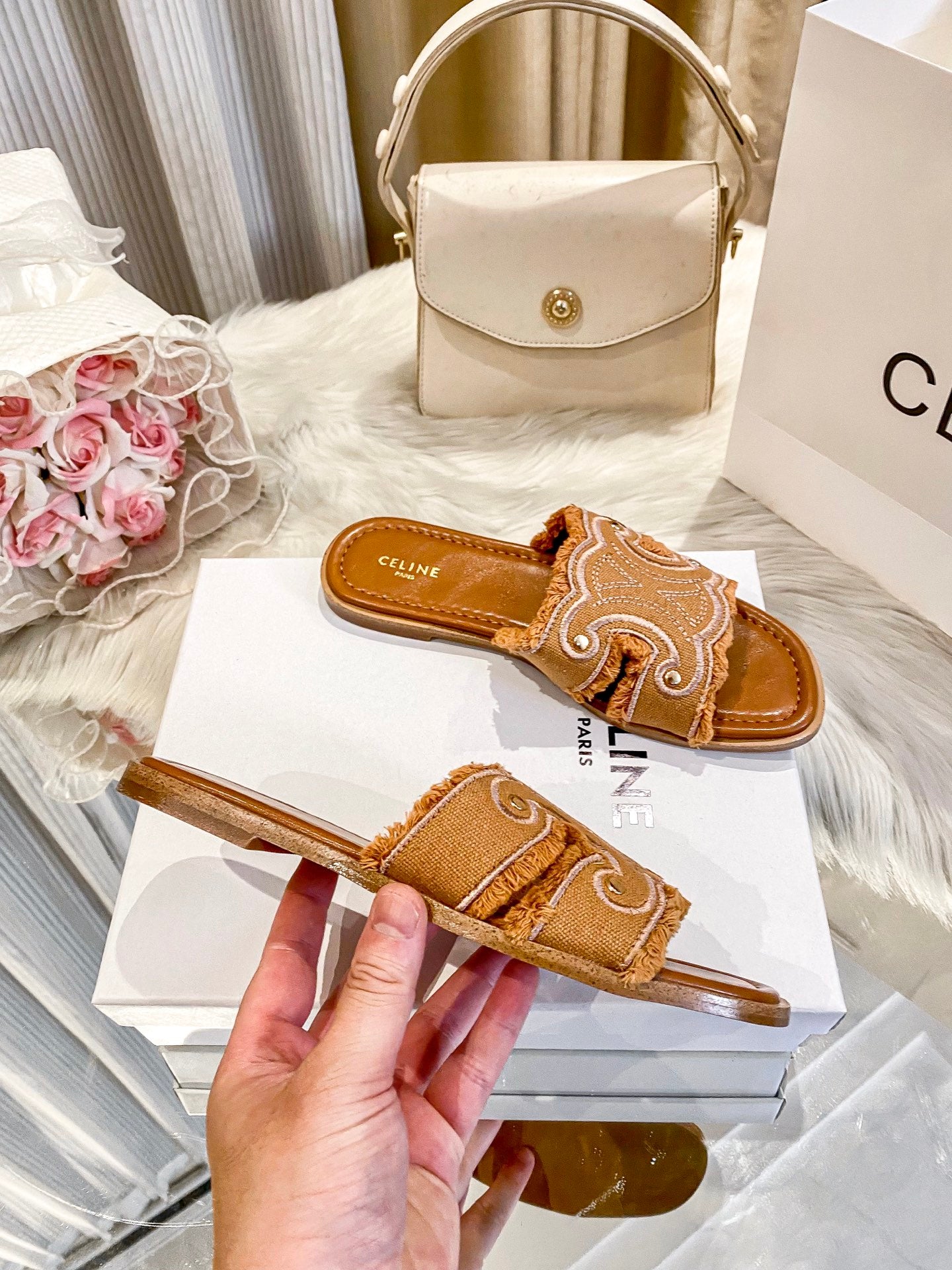 Designer Brand Cel-ine Imported Slide Slippers for Women