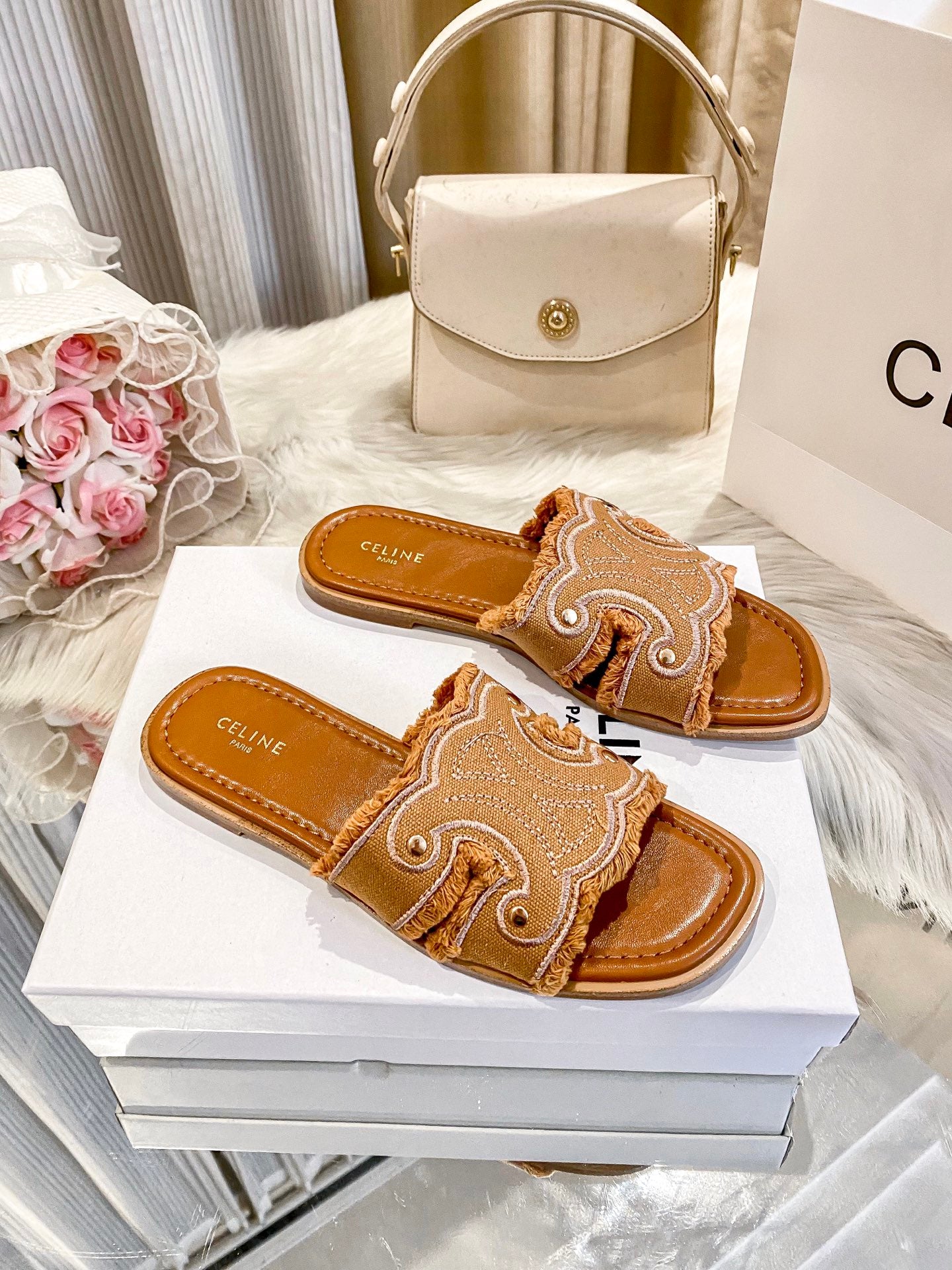 Designer Brand Cel-ine Imported Slide Slippers for Women