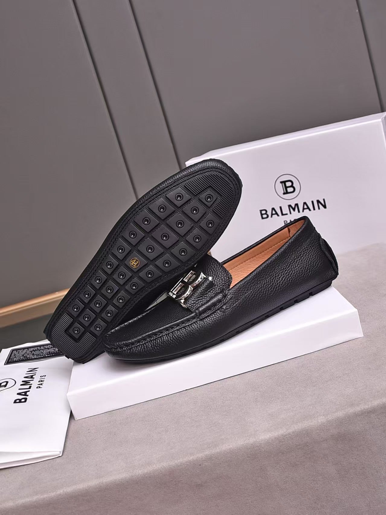 Balmain Loafer Silver Logo Shoes for Men Pre Order
