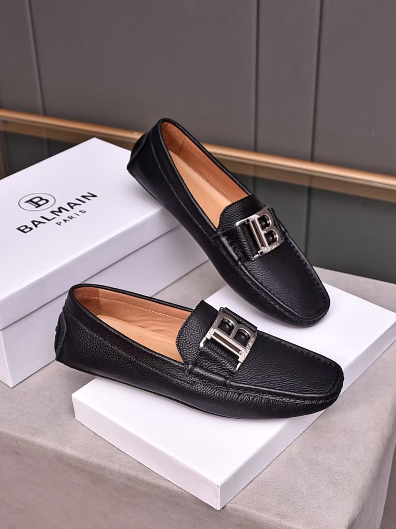 Balmain Loafer Silver Logo Shoes for Men Pre Order
