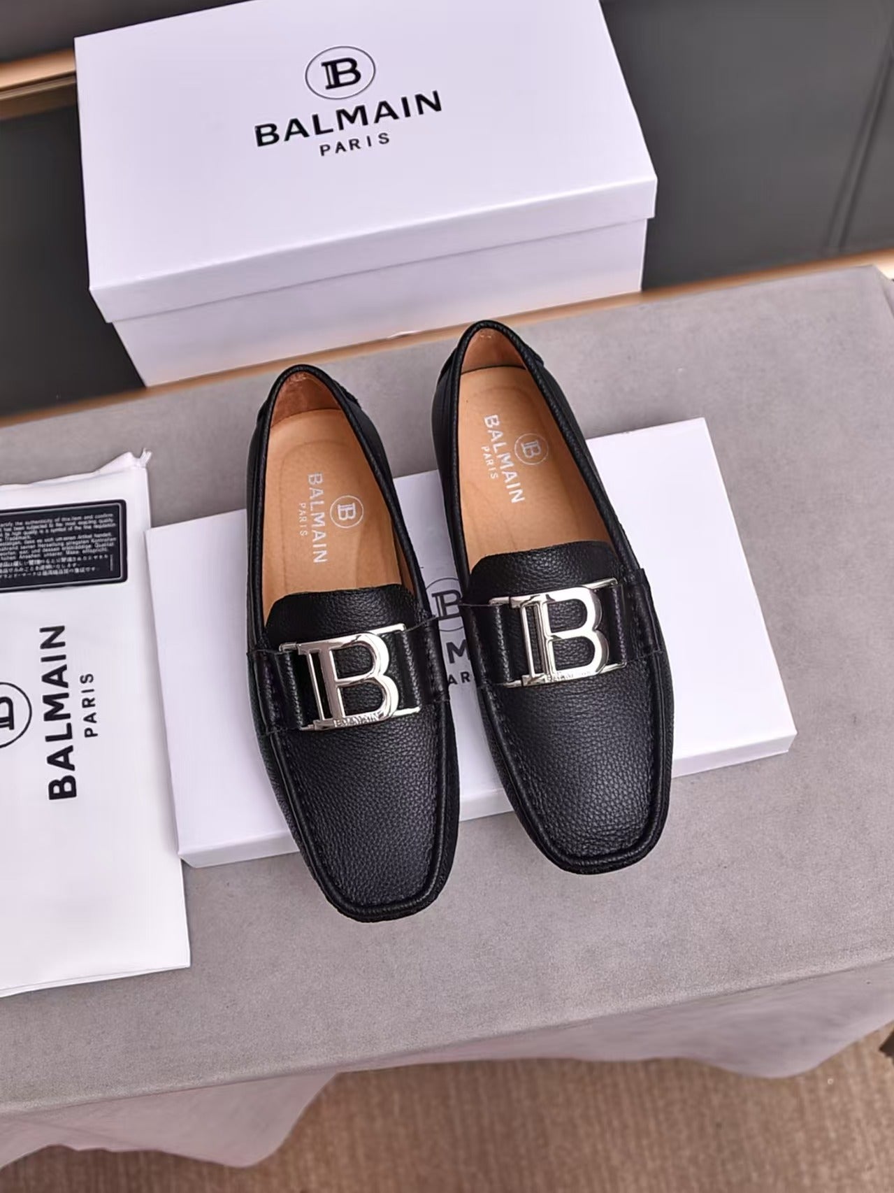 Balmain Loafer Silver Logo Shoes for Men Pre Order