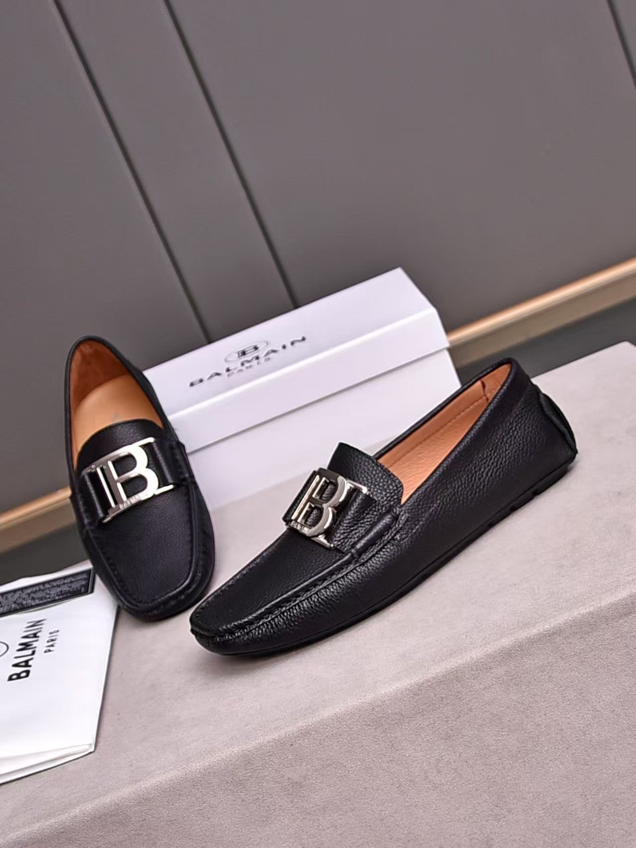 Balmain Loafer Silver Logo Shoes for Men Pre Order