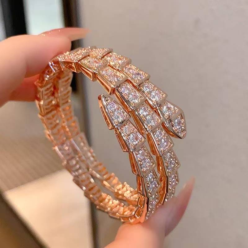 Bvlgari Snake Triple Fold Bracelet Bangle for Women