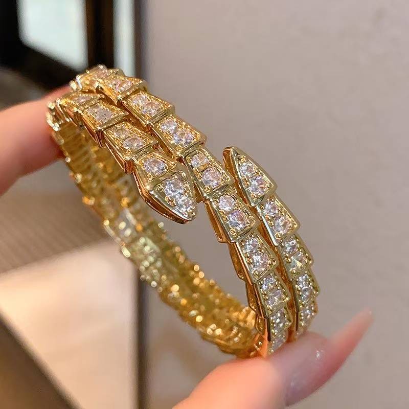 Bvlgari Snake Triple Fold Bracelet Bangle for Women