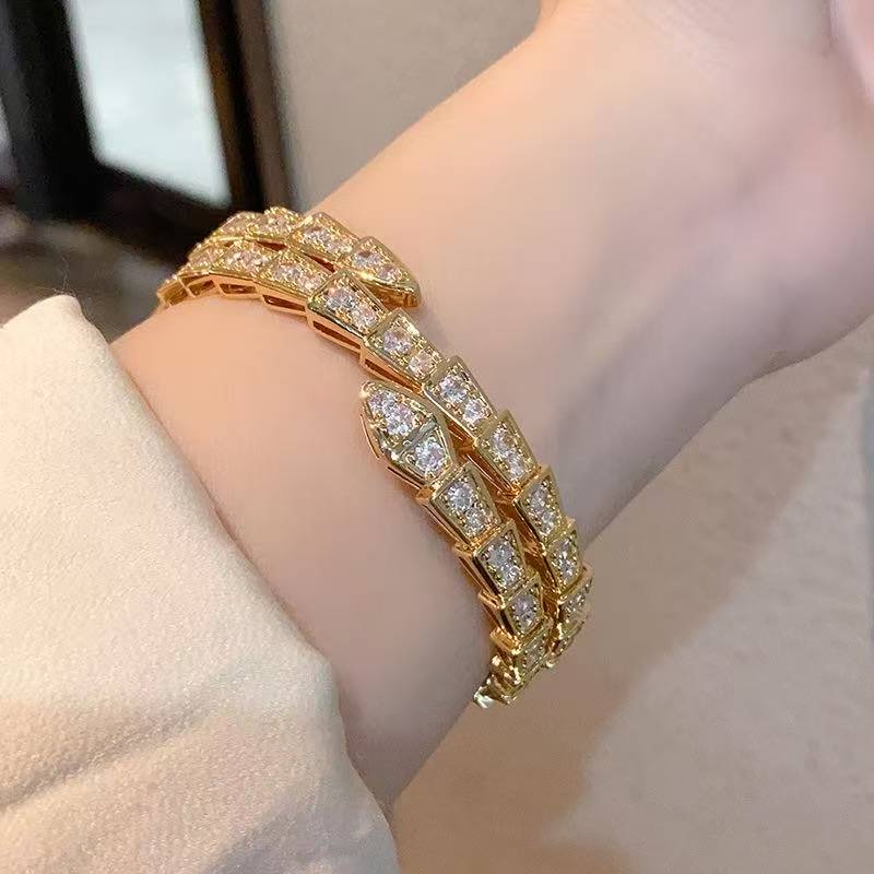 Bvlgari Snake Triple Fold Bracelet Bangle for Women