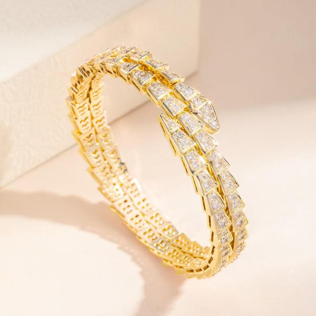 Bvlgari Snake Triple Fold Bracelet Bangle for Women
