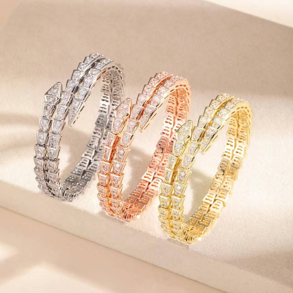 Bvlgari Snake Triple Fold Bracelet Bangle for Women
